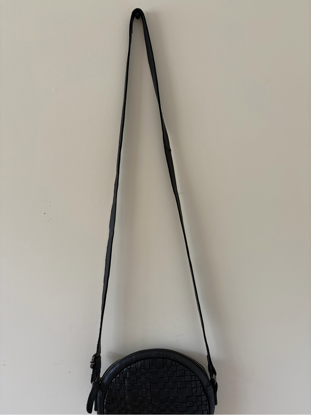 Black Woven Round Crossbody Bag - Women